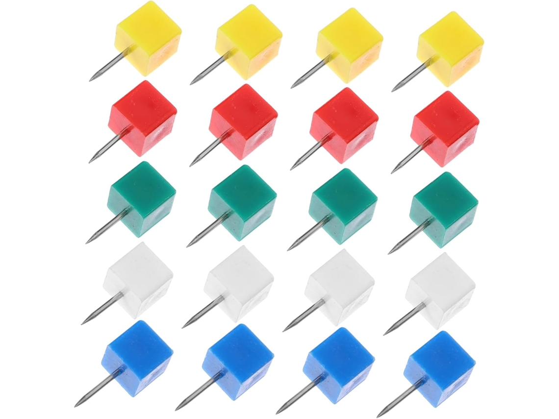 Tachinhas Quadradas Multicoloridas Para Mapas, 100 Unidades, Plástico E Aço, Lata De Armazenamento, Idealis Para Use