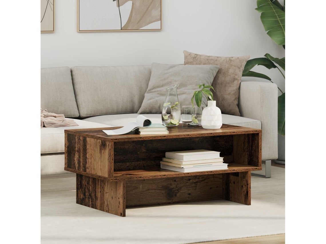 Vidaxl Mesa De Centro Madeira Antiga 80 X 46 X 35 Cm