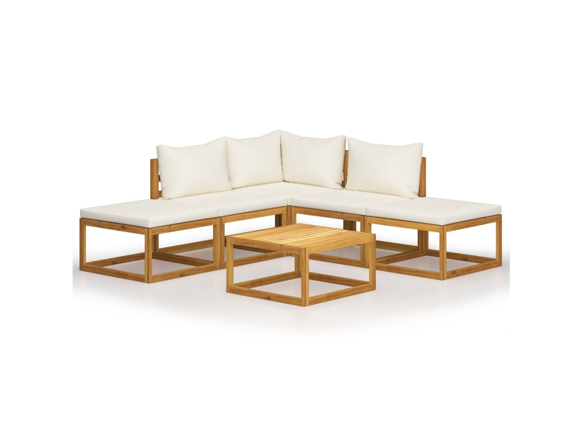 Vidaxl 6 Pcs Conj. Lounge Jardim C/ Almofadões Madeira Acácia Maciça