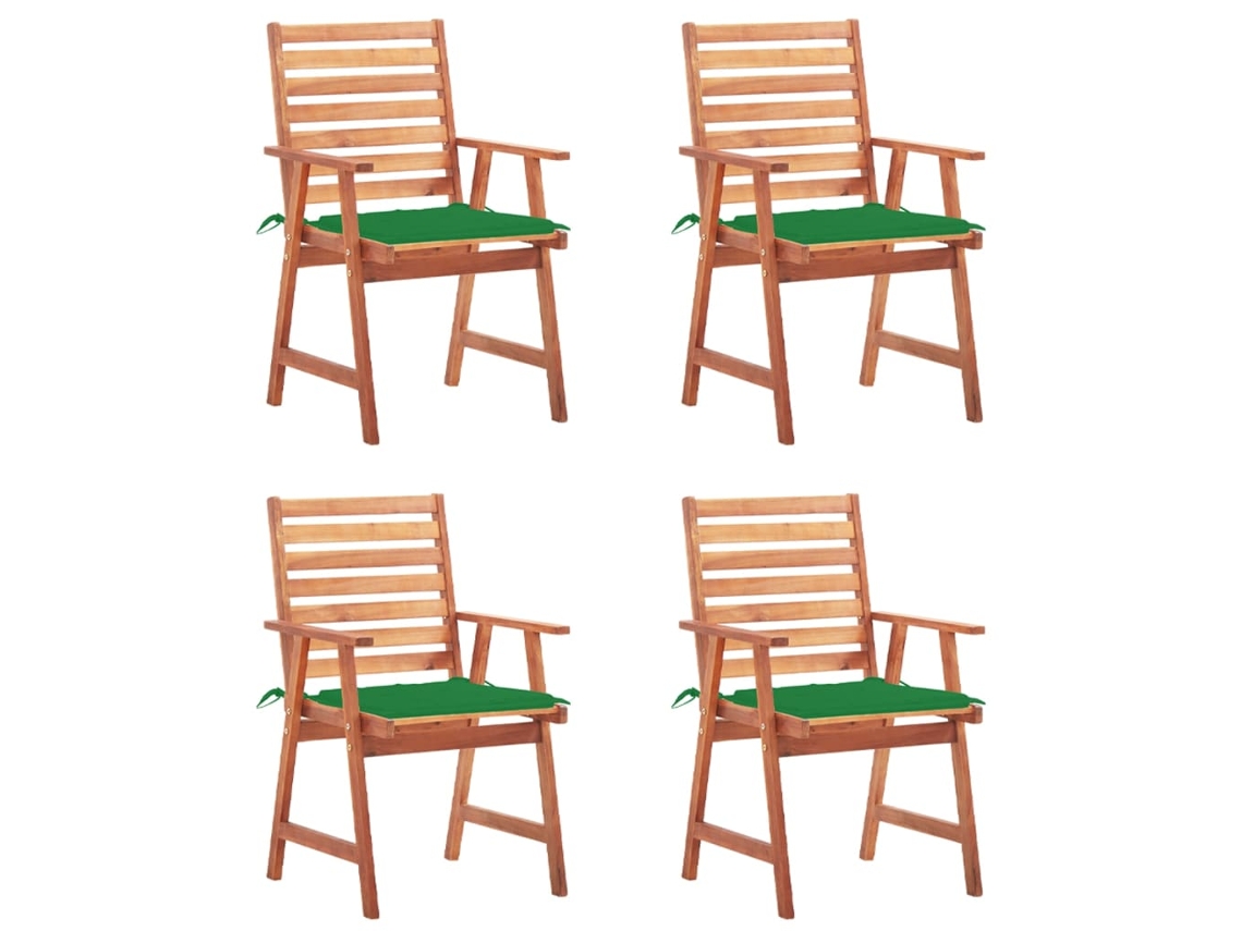 Vidaxl Cadeiras De Jantar P/ Jardim 4 Pcs C/ Almofadões Acácia Maciça