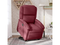 Vidaxl Poltrona Reclinável Elevatória Elétrica Tecido Vermelho-tinto