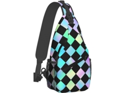 Bolsa de ombro EOOCOO com estampa xadrez iridescente, para homens, com compartimentos e zíper