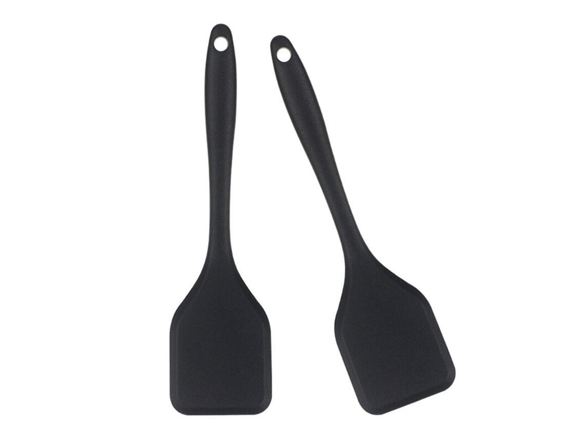 Pacote Com Dois Espátulas De Silicone Duráveis Para Cozinhar, Perfeitas Para Cozinhar De Forma Saudável Preto SUNNY SPACES