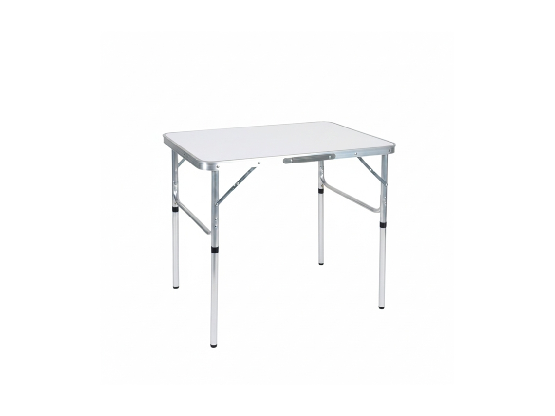 Relaxdays Mesa Dobrável Para Camping, Ajustável, Axlxp:70x75x55 Cm, Alumínio, Mdf, Resistente, Mesa Exterior, Branca