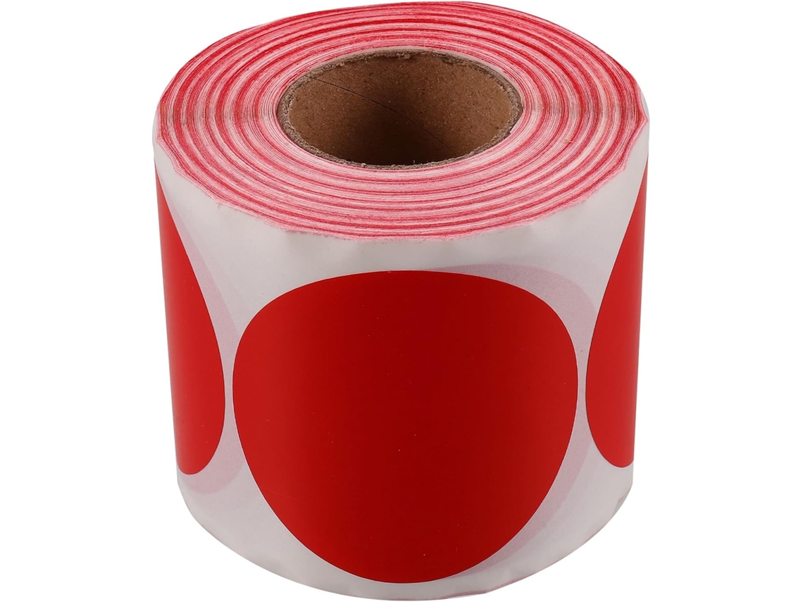 Adesivos Redondos Vermelhos Fáceis de Escrever, 1 Rolo com 500 Papel para Escritório e Casa. 6,50 X Cm Polegad