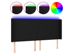 Cabeceira de Cama com Luzes Led Tecido Preto MAISON EXCLUSIVE (163x16x118 cm)