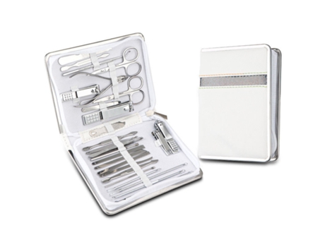 Kit de manicure profissional Baykar Qt04 branco com 26 peças e cortador de unhas