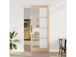 Vidaxl Porta Deslizante 93 X 232 Cm Madeira De Pinho Maciça E Vidro