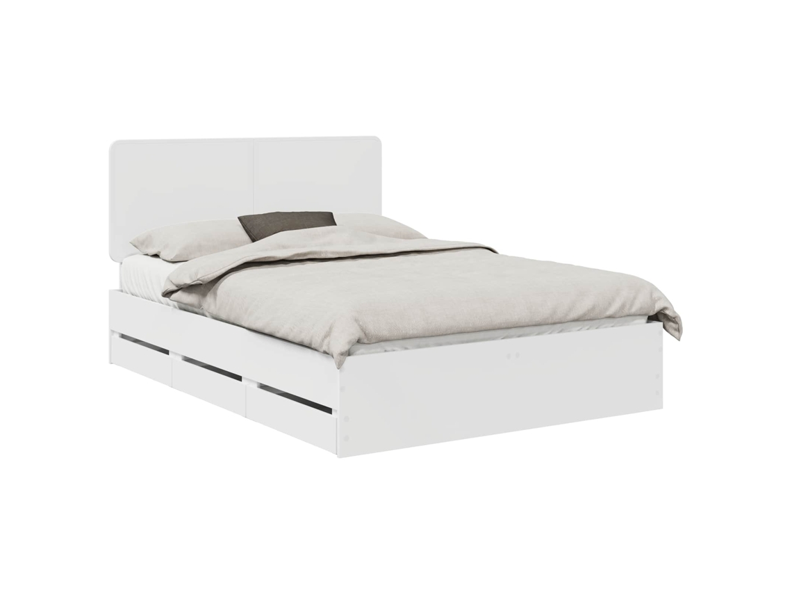 Estrutura de Cama Branco 140 X 190 cm Madeira de Engenharia