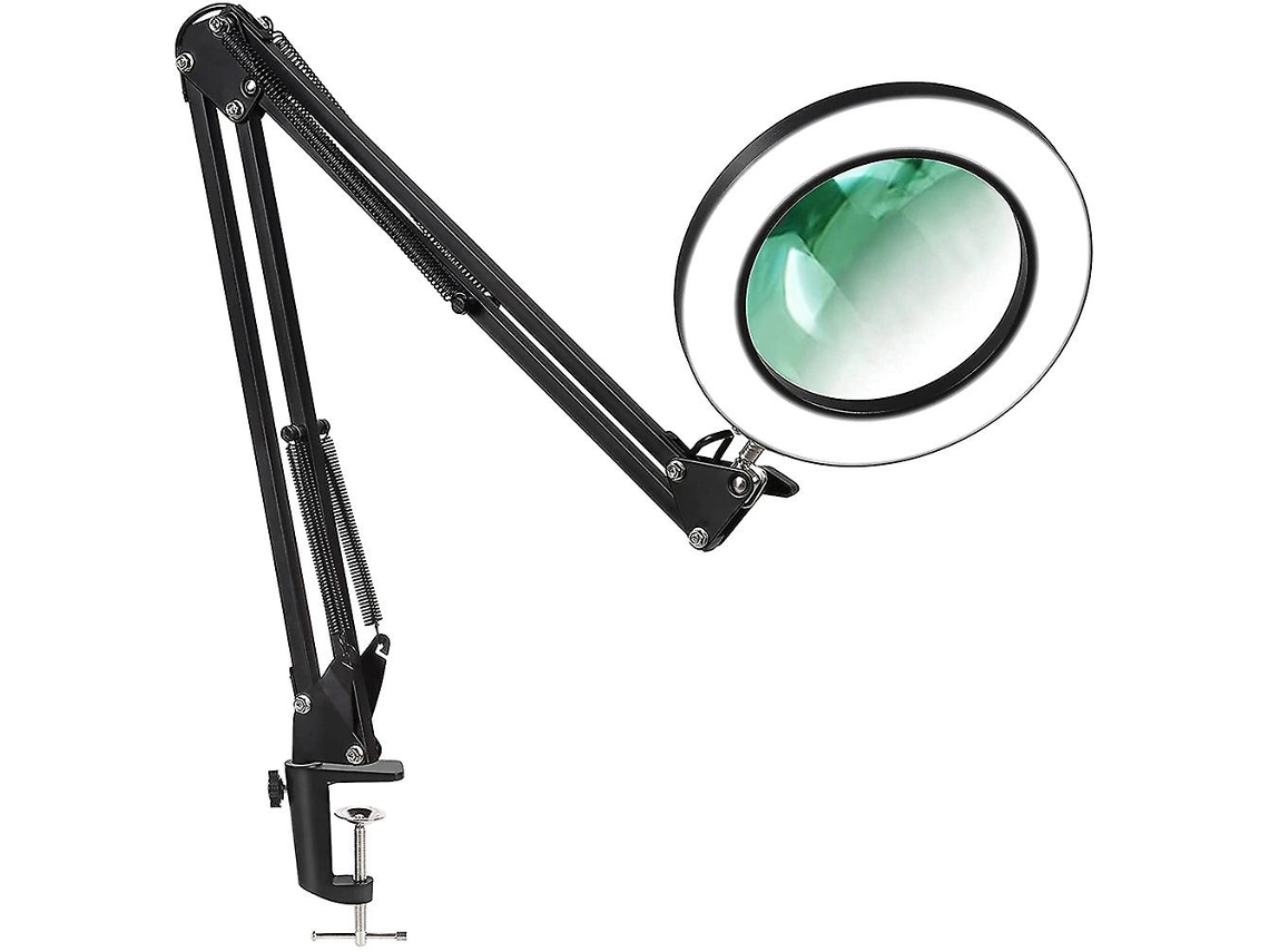 Lupa Com Luz E Suporte, Luminária De Mesa Led Com 3 Modos De Cor E Intensidade Ajustável, Ideal Para Leitura. Aquaforge