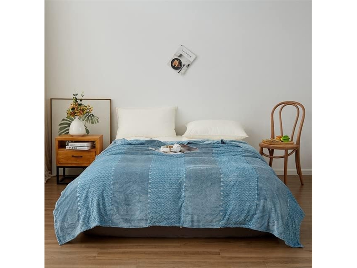 Manta de Flanela Supermacia para Cama Sofá e Escritório Colcha Veludo Tingido com Fios Quentes Xadrez Listr