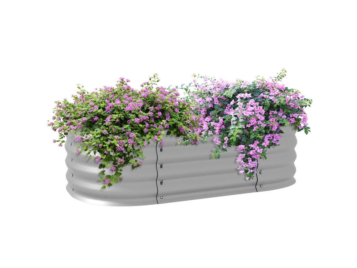 Canteiro Elevado Modular Metálico, Fundo Aberto, Resistente Ao Clima, Jardim E Varanda, 105x62x30 cm, Prateado