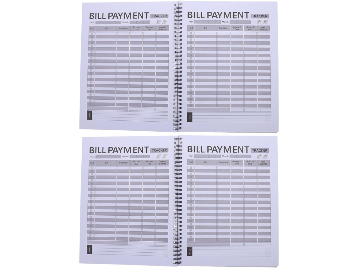 Peças Planificador De Faturas Mensais Com Budget Tracking, Notebook Em Papel Noir Layout Space E Seção