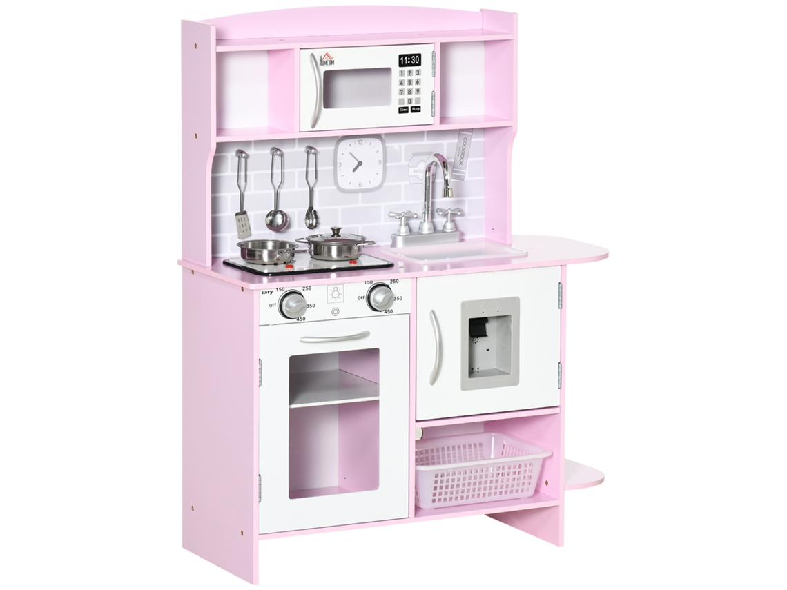Cozinha de Brinquedo de Madeira para Crianças +3 Anos com Luz e Sons 70x29x90 Cm Rosa Ge