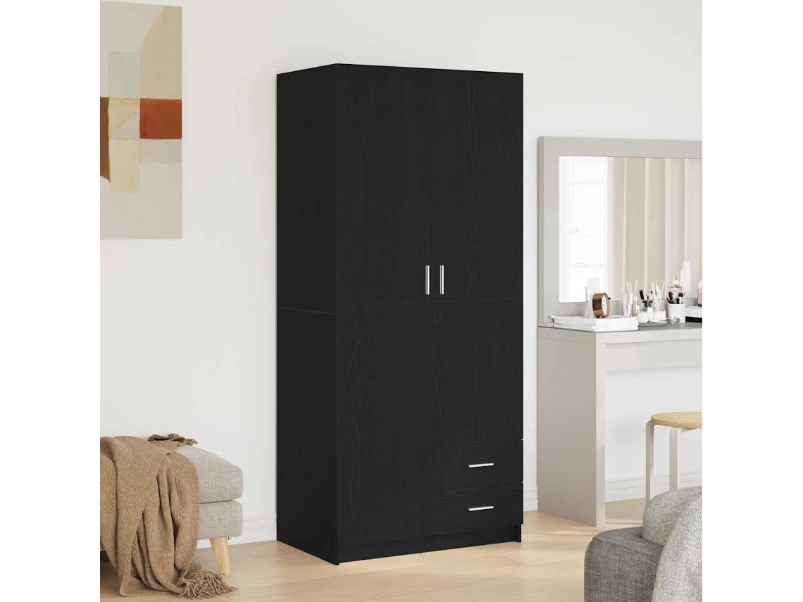 Vidaxl Guarda-roupa Carvalho Preto 80 X 52 X 180 Cm