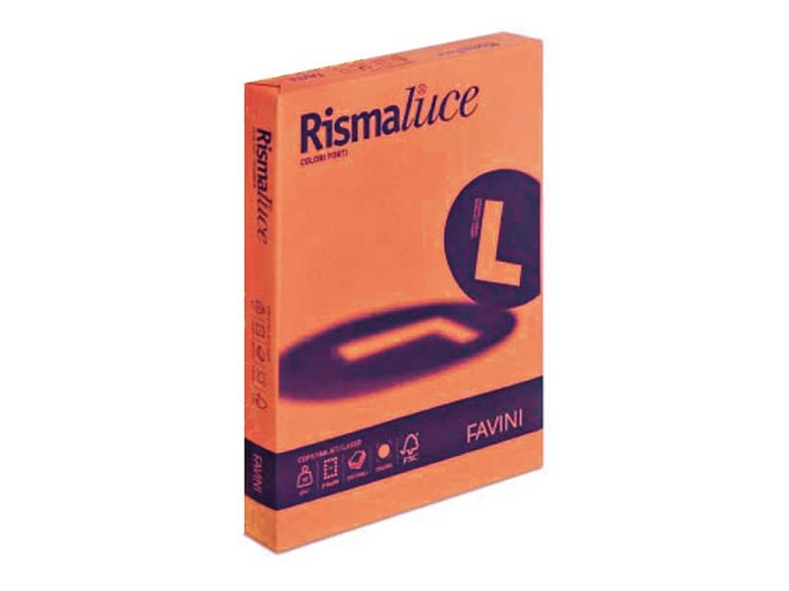 Papel FAVINI Rismaluce para impressora jato de tinta A4 210X297 Mm 50 folhas laranja