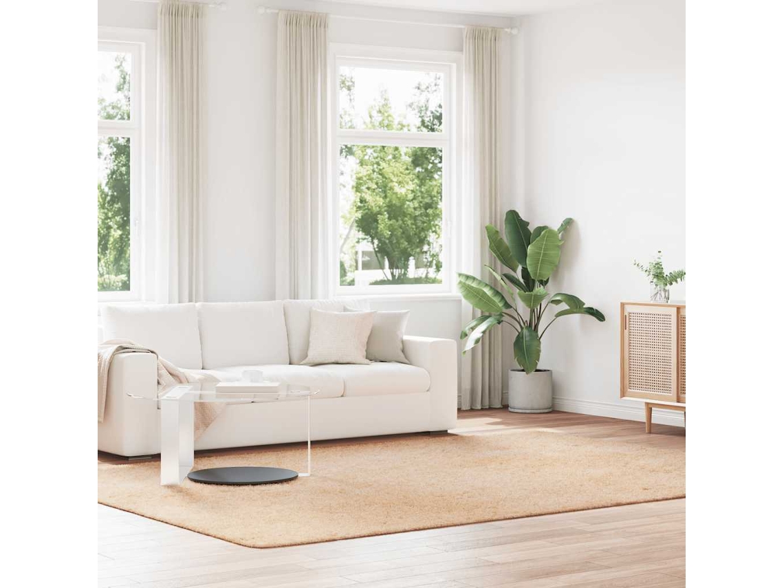 Tapete Shaggy De Pelo Alto Navarra 240x340 Cm Poliéster Bege