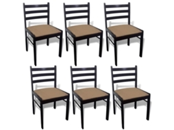 Conjunto 6 Cadeira Vidaxl Marrom Madeira (44 X 45 X 81 Cm)
