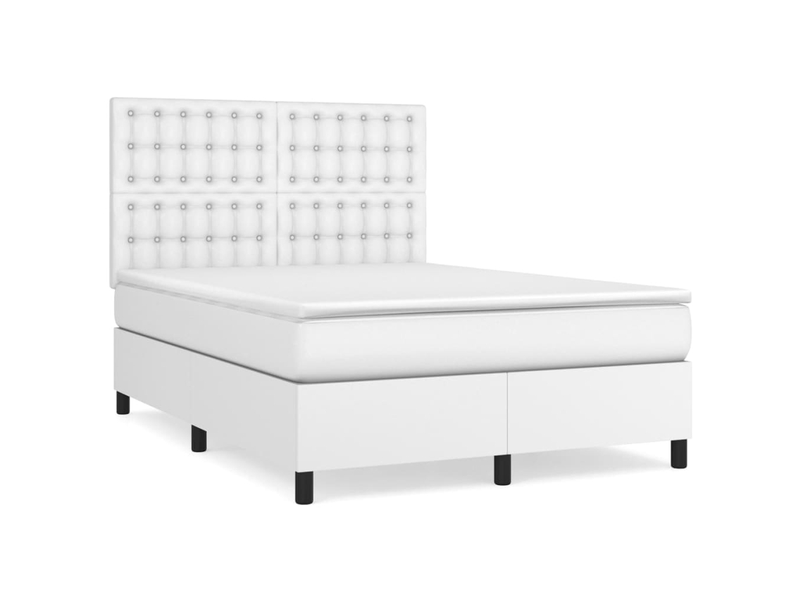 Box Spring Bed, Box Spring Beds Vidaxl Branco Couro Artificial (140 X 190 Cm)