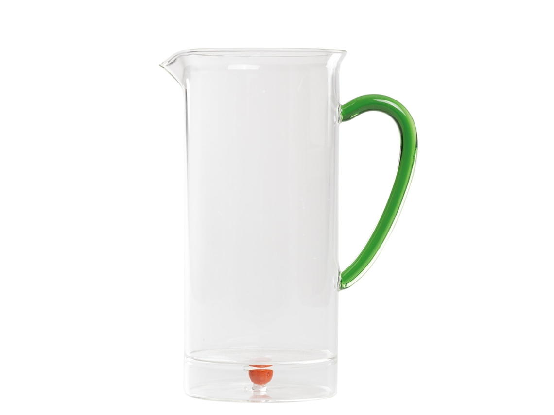Jarra De Frutas Grande E Alta Em Vidro Borossilicato Laranja, Com Capacidade Para 120 Cl, Design Artesanal Com Decoração Protegida Por Fundo Duplo.