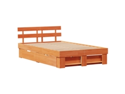 Conjunto 1 Cama De Madeira Vidaxl Castanho Madeira De Pinho Maciça (120 X 190 Cm)