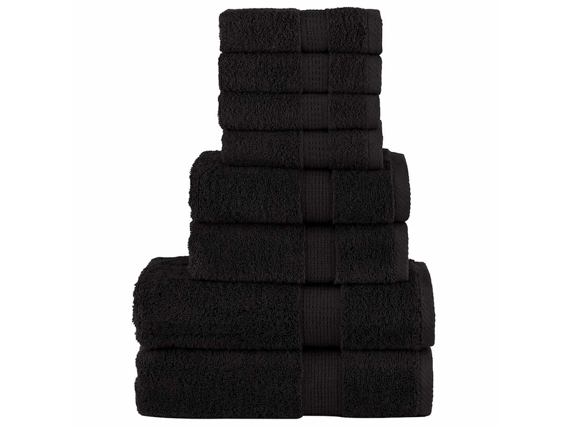 Vidaxl 8pcs Conjunto Toalhas Banho Premium Solund 600 Gsm Preto