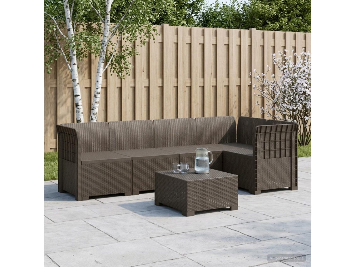 Vidaxl Sofá De Jardim Para 5 Pessoas Com Visual De Rattan Pp