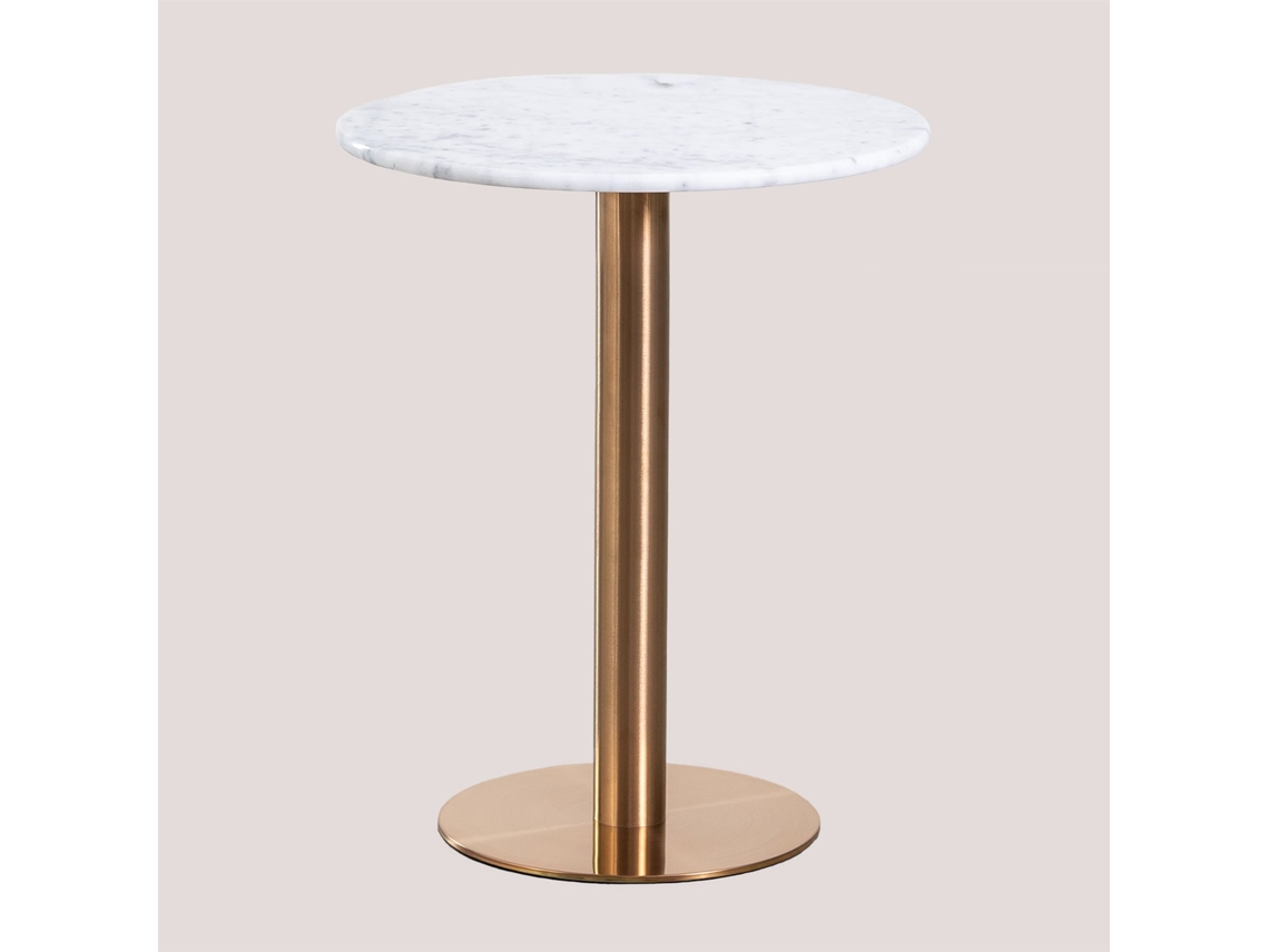Sklum Round Marble Cosmopolitan Bar Table Mármore     Oro Rosa     Ø60 Cm              Mármore Branco Guangxi