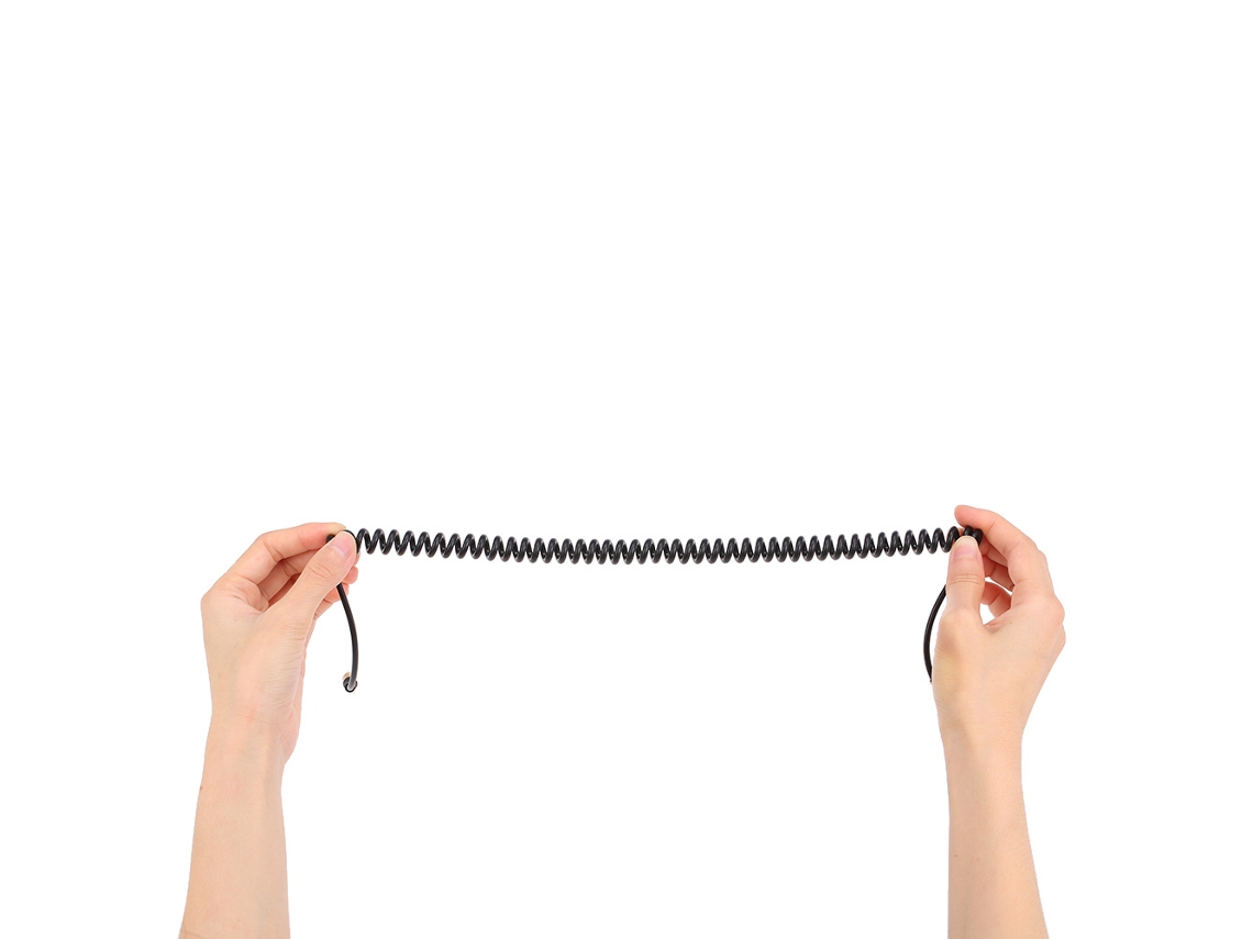 Mali cabo de Extensão de Áudio 1,7m com Conector 3,5mm Macho macho Aux Elástico com Mola para Celulares e Computadores