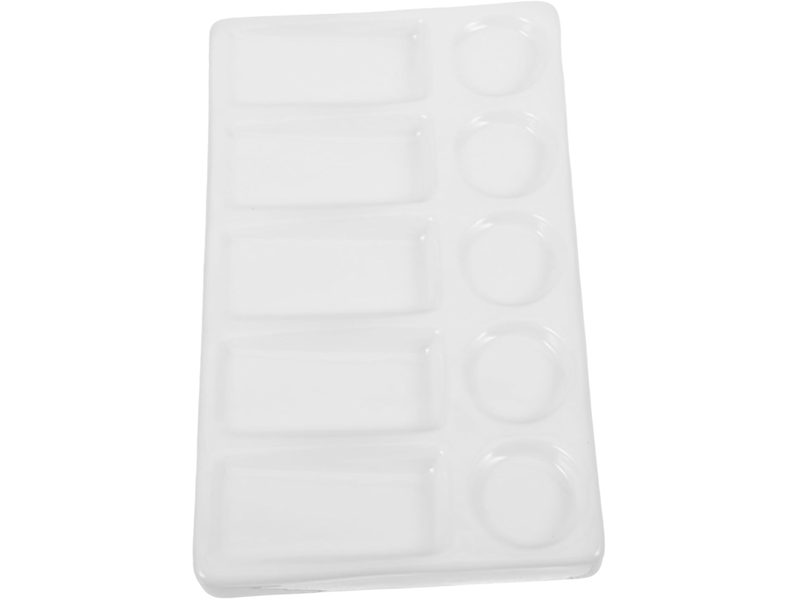 Paleta Retangular De Plástico Branco Com 10 Compartimentos Para Pintura