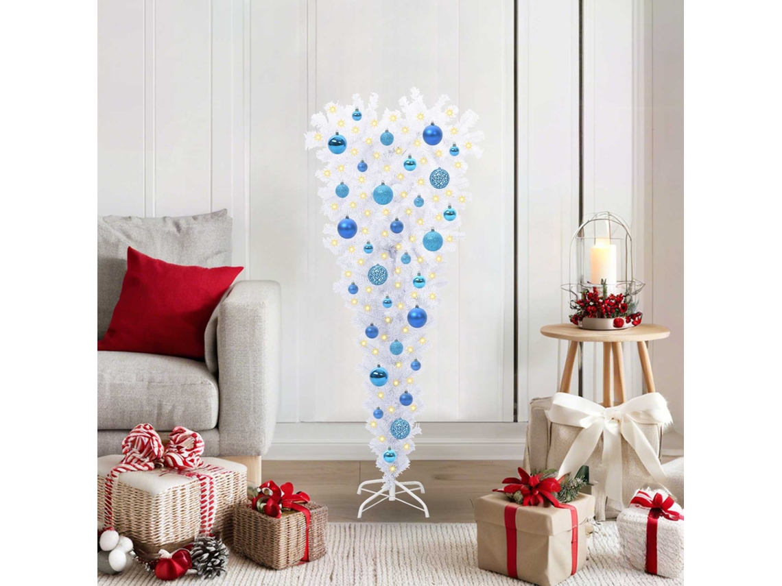 Vidaxl Árvore De Natal Artificial Com 150 Leds Branco 120 Cm Pvc E Aço