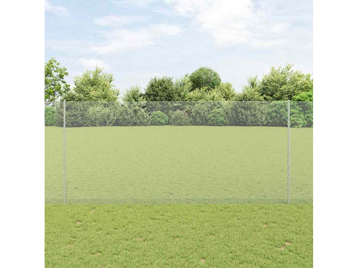 Vidaxl Cerca Hexagonal Com Poste 25 X 1,4 M Aço Galvanizado Prateado