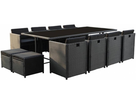 Conjunto de Jantar CONCEPT U Miami (Preto - Resina - 235x115x73 cm)