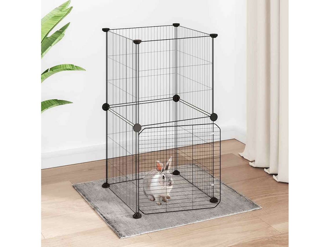 Vidaxl Gaiola P/ Animais De 8 Painéis C/ Porta 35x35x70 Cm Aço Preto