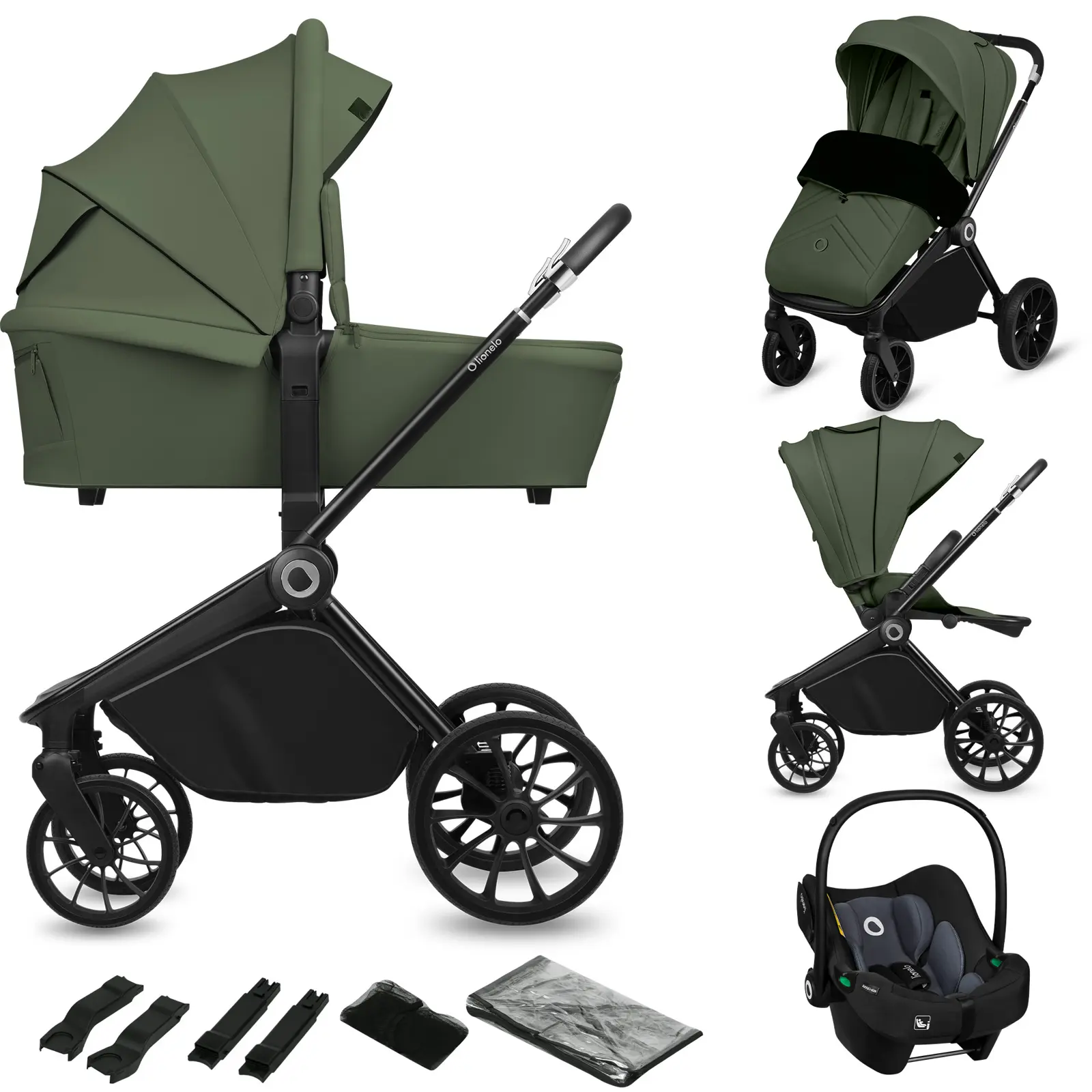Carrinho De Bebê Lionelo Mika 3 Em 1 - Até 22kg - Carrinho, Alcofa, Cadeirinha Para Auto E Acessórios, Verde