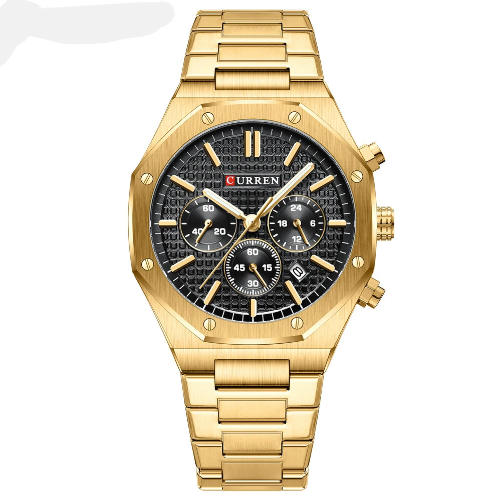 Relógio masculino (dourado) com visor luminoso multifuncional