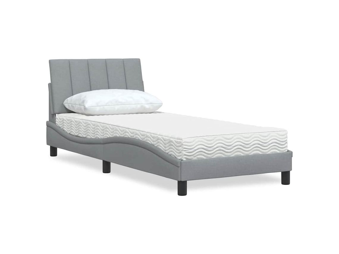 Vidaxl Cama Com Colchão Hanko 90x200 Cm Tecido Cinzento-claro