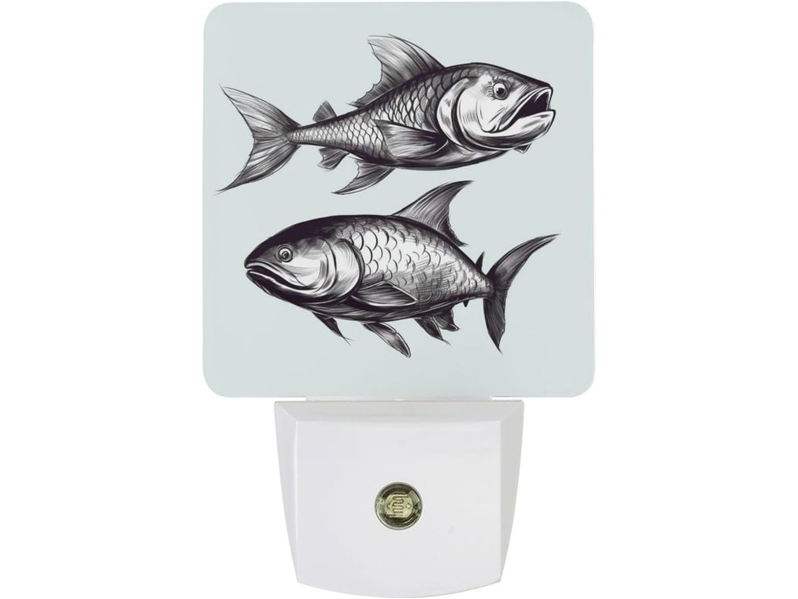 Luminária Noturna De Parede Com Sensor Em Formato Peixe, Luz Led Branca Quente Que Acende Ao Anoitecer E Amanhecer
