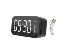 Despertador Baok com espelho e alto-falante Bluetooth digital sem fio para celular e computador.