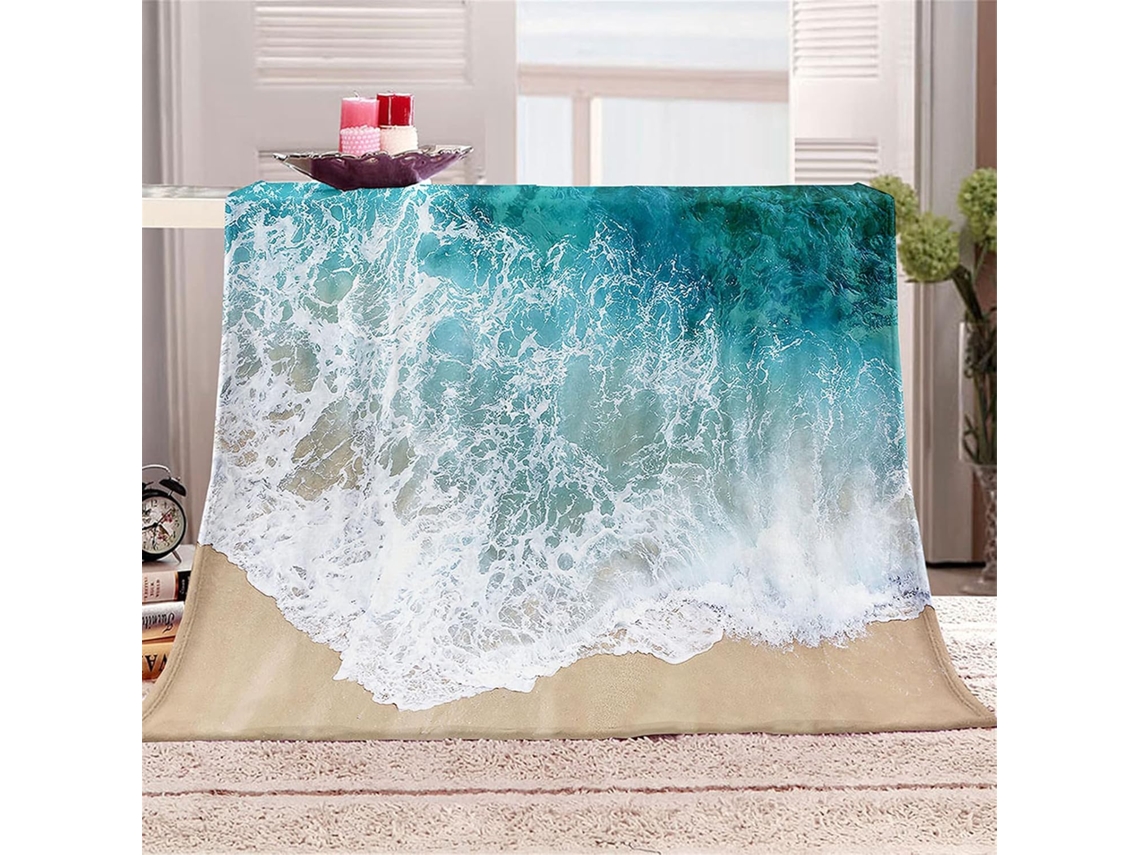 Manta de Flanela Fansu Estampa Praia Inverno Quente Macia e Fofa em Microfibra Ideal para Cama Ou Sofá Adequad