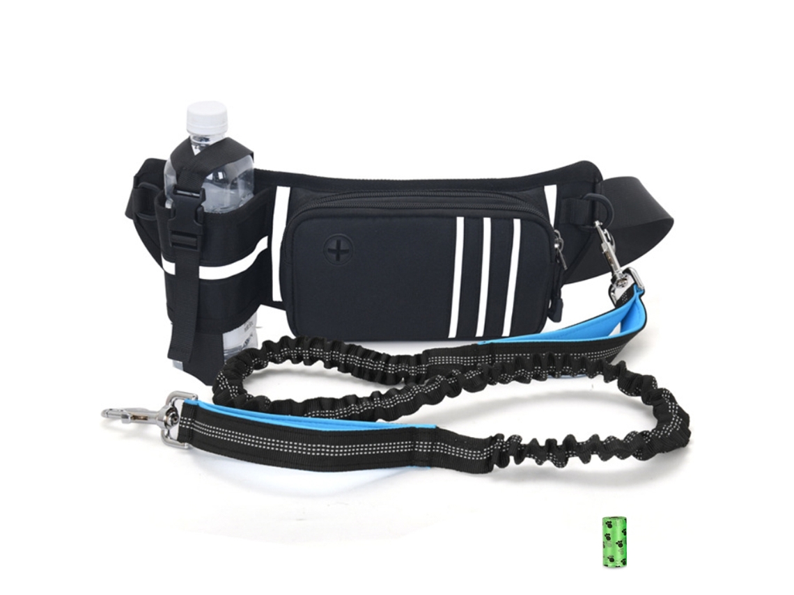 Cinto para Cão com Bolsa Zipper e Porta-Garrafa Refletivo para Corrida e Passeio ao Ar Livre S/MARCA