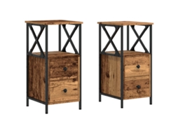 Conjunto 2 Mesa de cabeceira VIDAXL Marrom Madeira processada