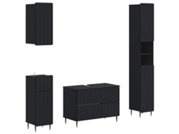 Vidaxl Conjunto De Armários De Banheiro Com 4 Peças Zwolle Preto