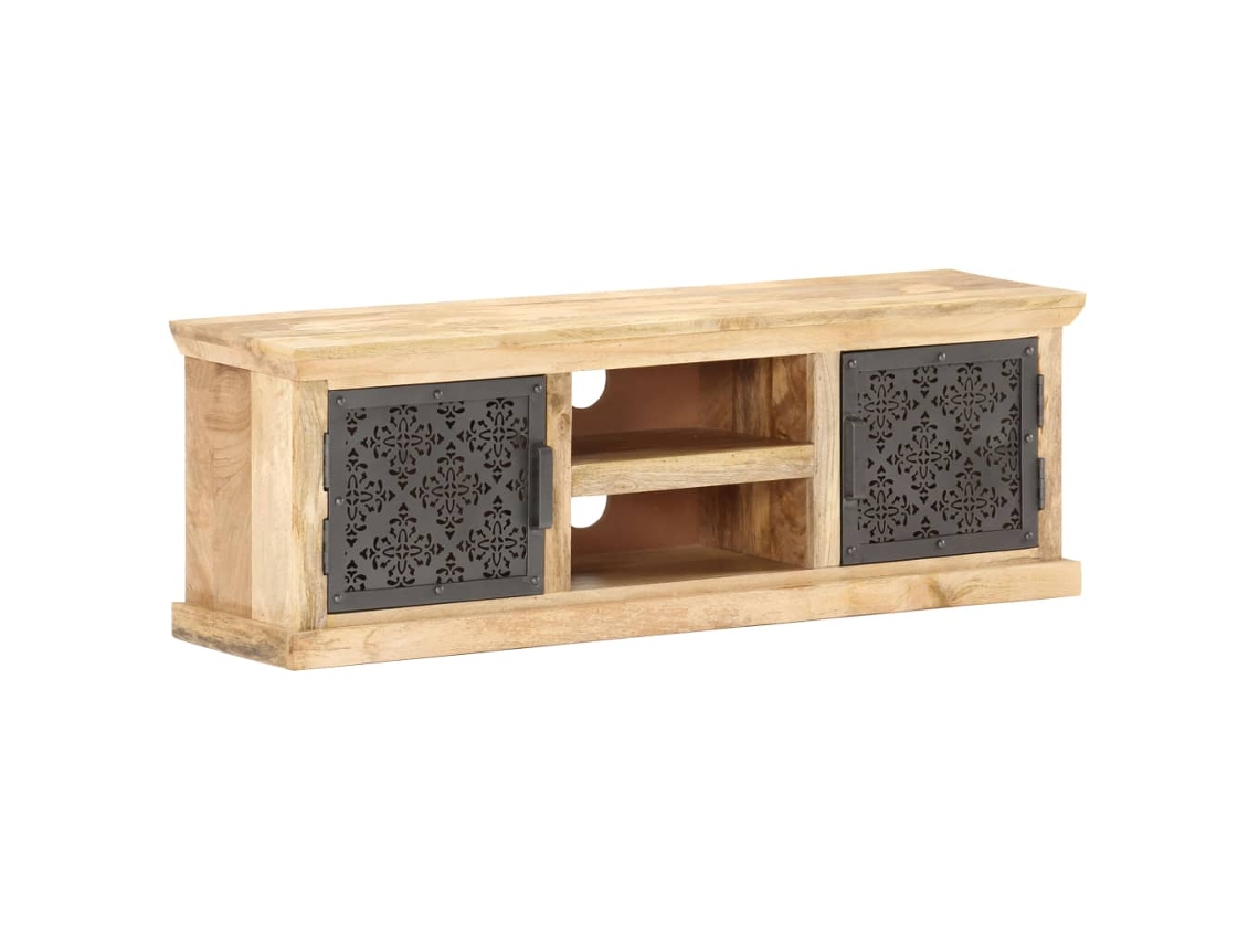 Vidaxl Móvel De Tv Com Portas De Aço 120x30x40cm Mangueira Maciça