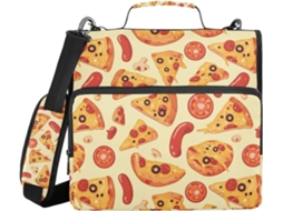 Massa Bege com estampa de pizza e linguiça, resistente, de alta qualidade, diversos sacos de 3,8 cm, 3 caixas de armazenamento no formato.