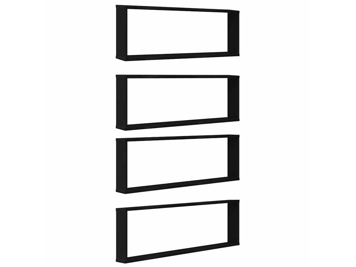 Wall Cube Shelf, Wall Cube Shelves Vidaxl Preto Madeira Processada (100 X 15 X 30 Cm)
