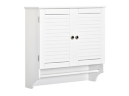 Armário Casa de Banho de Parede Mdf Cor Branco 60x23x60 cm Kleankin
