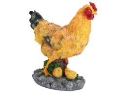 Estátua Galinha Resina Filhotes Jardim Mesa Decorativa