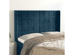 Vidaxl Cabeceira Cama C/ Abas Veludo 147x16x118/128 Cm Azul-escuro