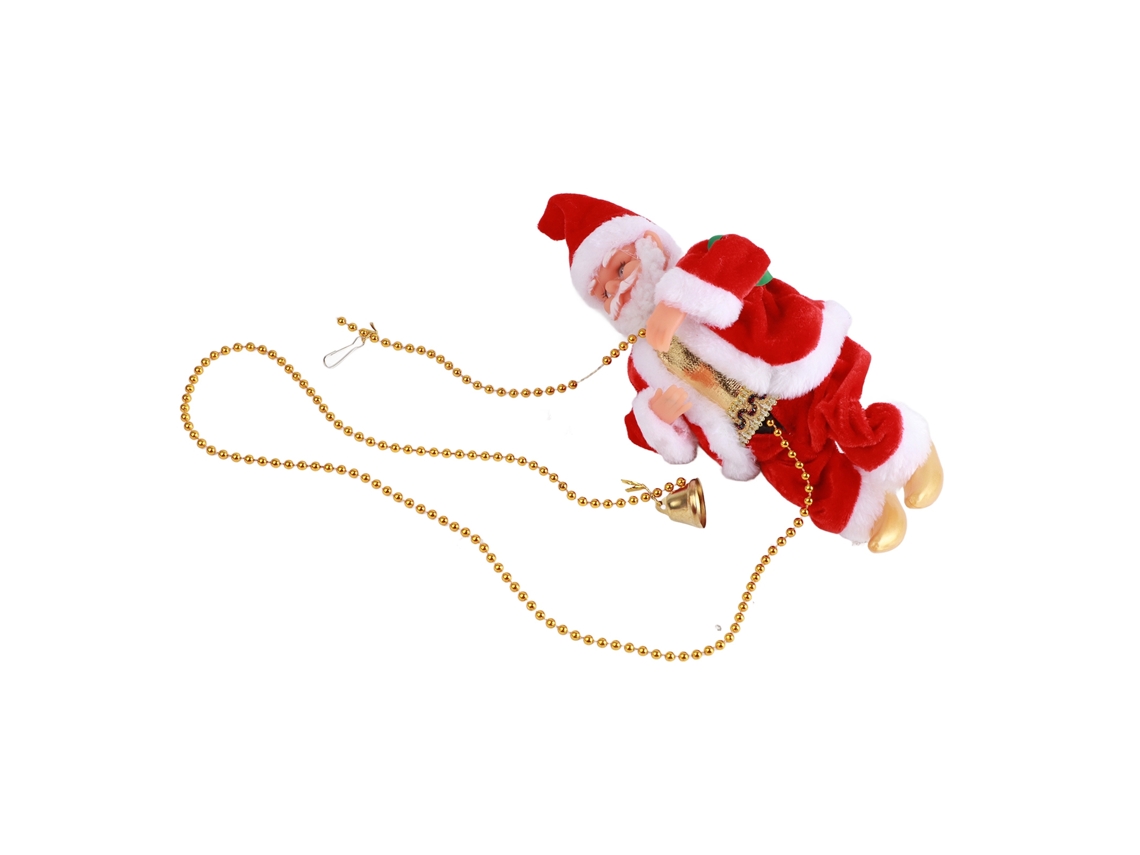 Papai Noel Elétrico Subindo na Corda com Música, Brinquedo Decorativo de Natal